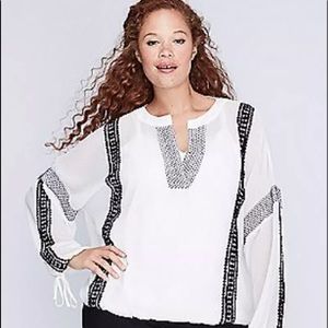 Lane Bryant Sheer Boho Top Peasant Blouse 14/16 1x